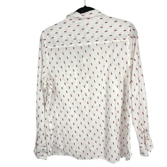 GAP Boyfriend Shirt size Large White Colorful Dotted Long Sleeve Button Up - Picture 5 of 8